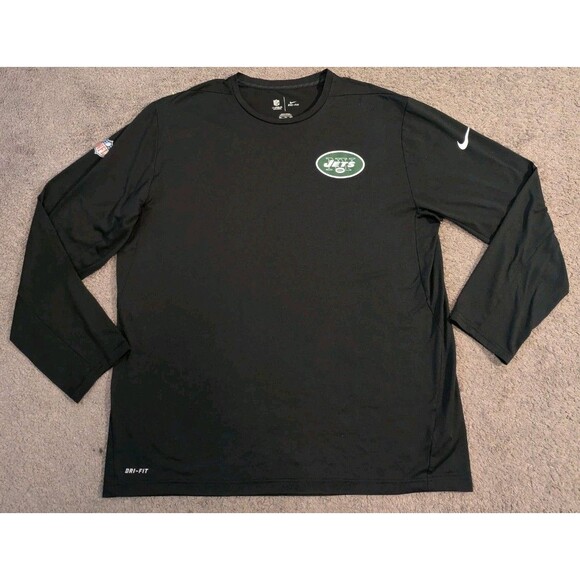 Nike NFL OnField Dri-Fit New York Jets Black Long Sleeve Shirt Men's 2XL - Picture 1 of 7